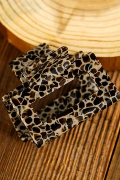 Clearance Dear-Lover Leopard Print Cutout Square Claw Clip White