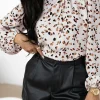 Best Dear-Lover Leopard Print Lantern Sleeve Mock Neck Pleated Blouse White