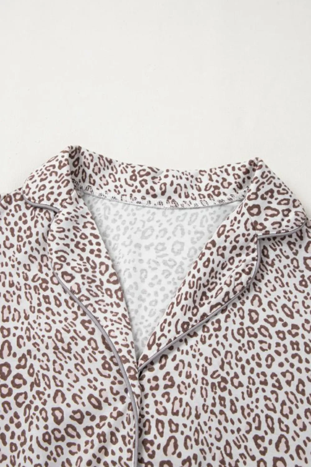 New Dear-Lover Leopard Print Long Sleeve and Pants Pajamas Set White
