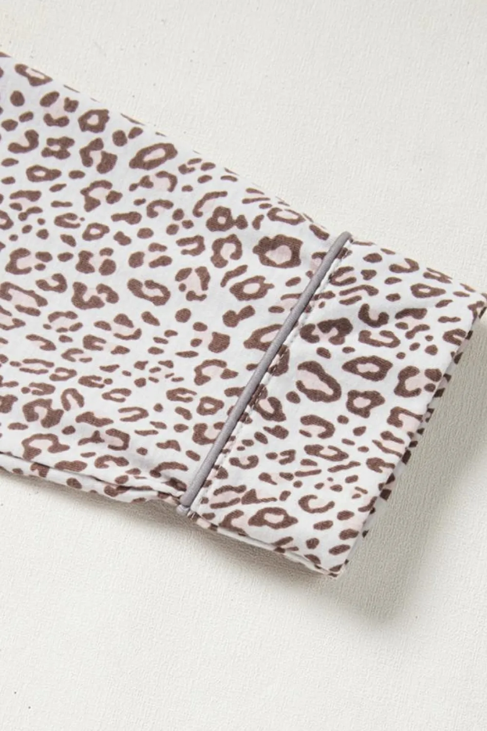 New Dear-Lover Leopard Print Long Sleeve and Pants Pajamas Set White