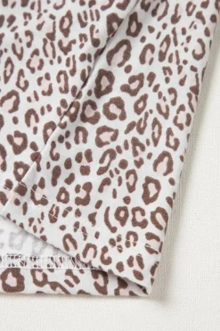 New Dear-Lover Leopard Print Long Sleeve and Pants Pajamas Set White