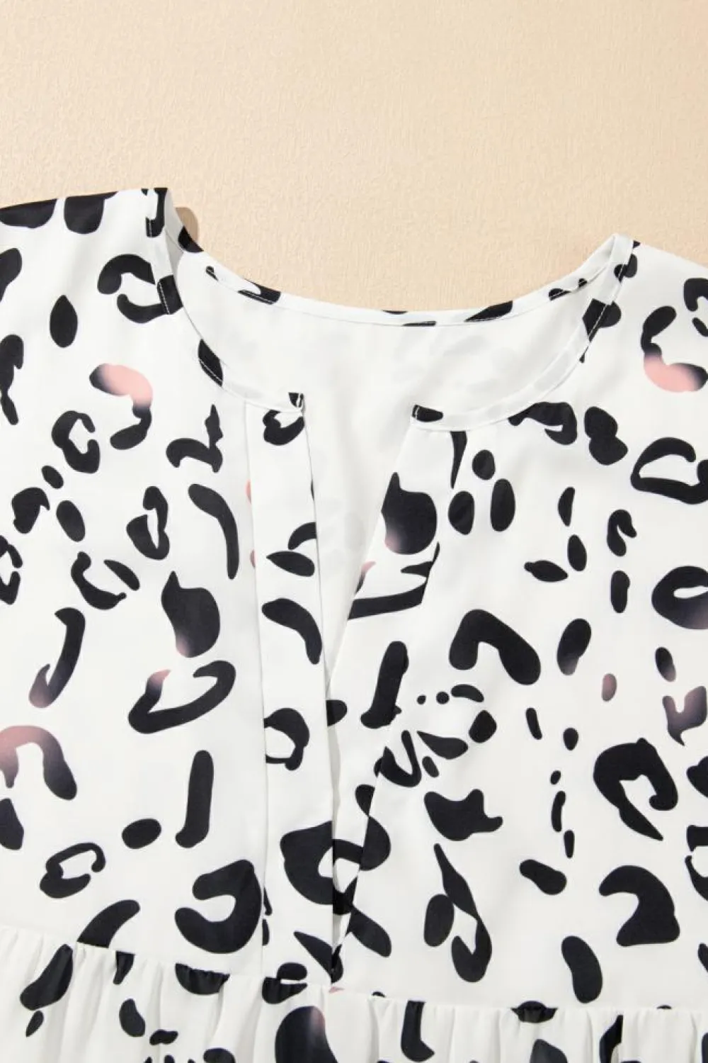 Outlet Dear-Lover Leopard Print Notch V Neck Loose Fit Maxi Dress White