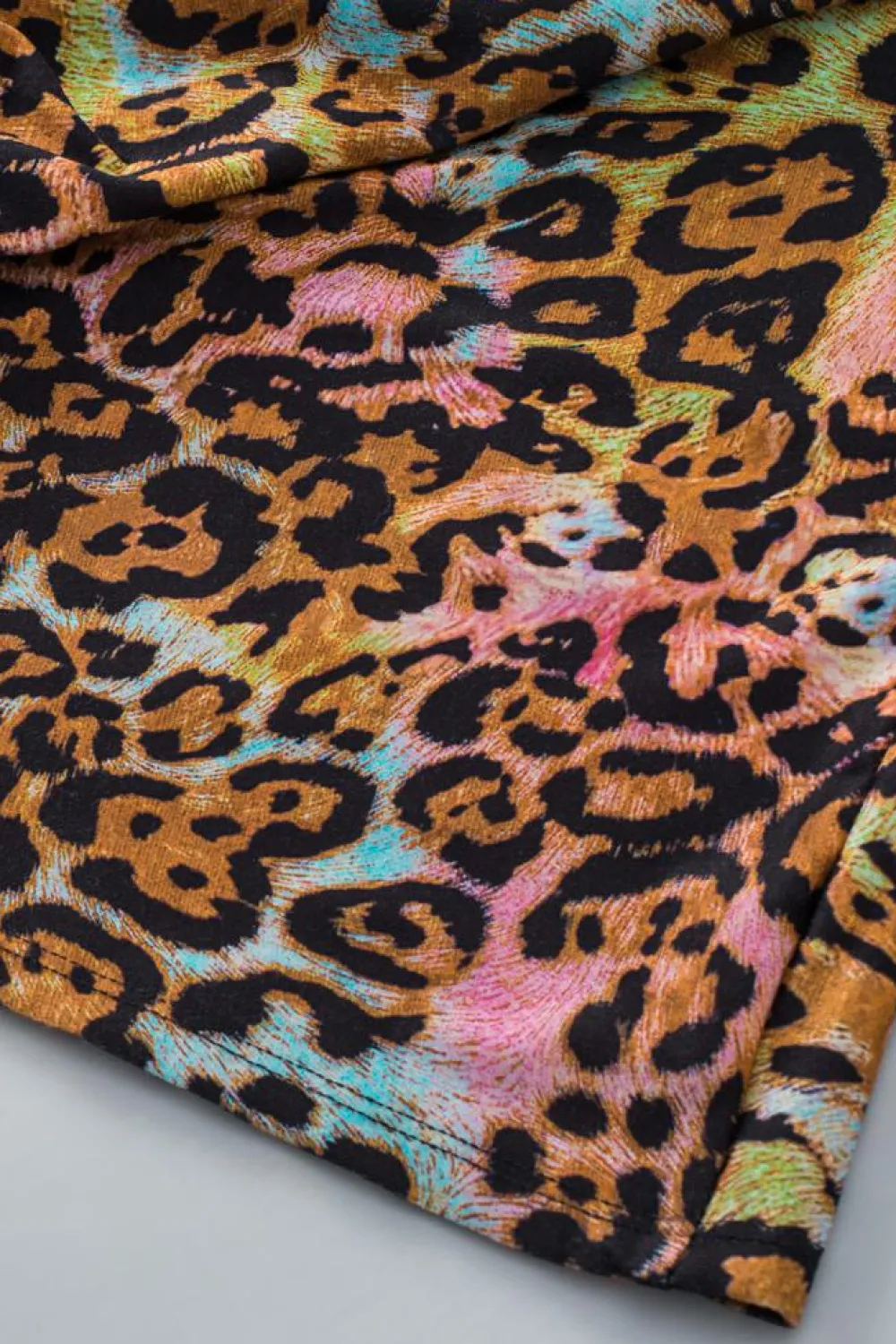 Sale Dear-Lover Leopard Print Wide Sleeve Peplum Hem Blouse White