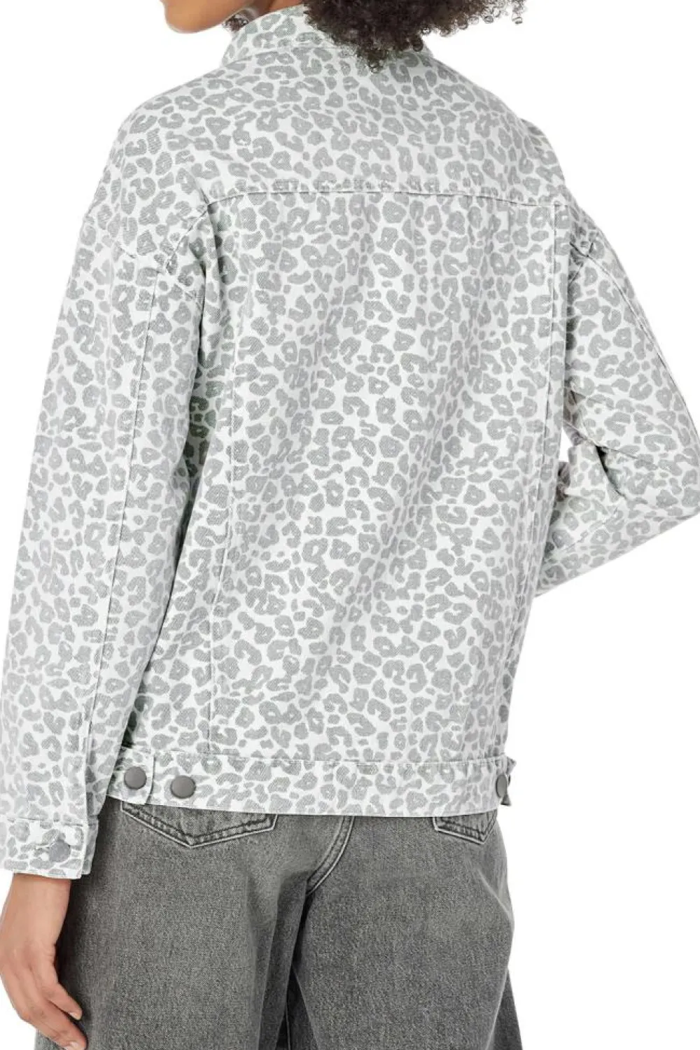 New Dear-Lover Leopard Printed Flap Pocket Denim Jacket White