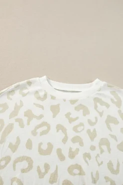 Sale Dear-Lover White Leopard Pullover and Drawstring Pants Lounge Set White Printed