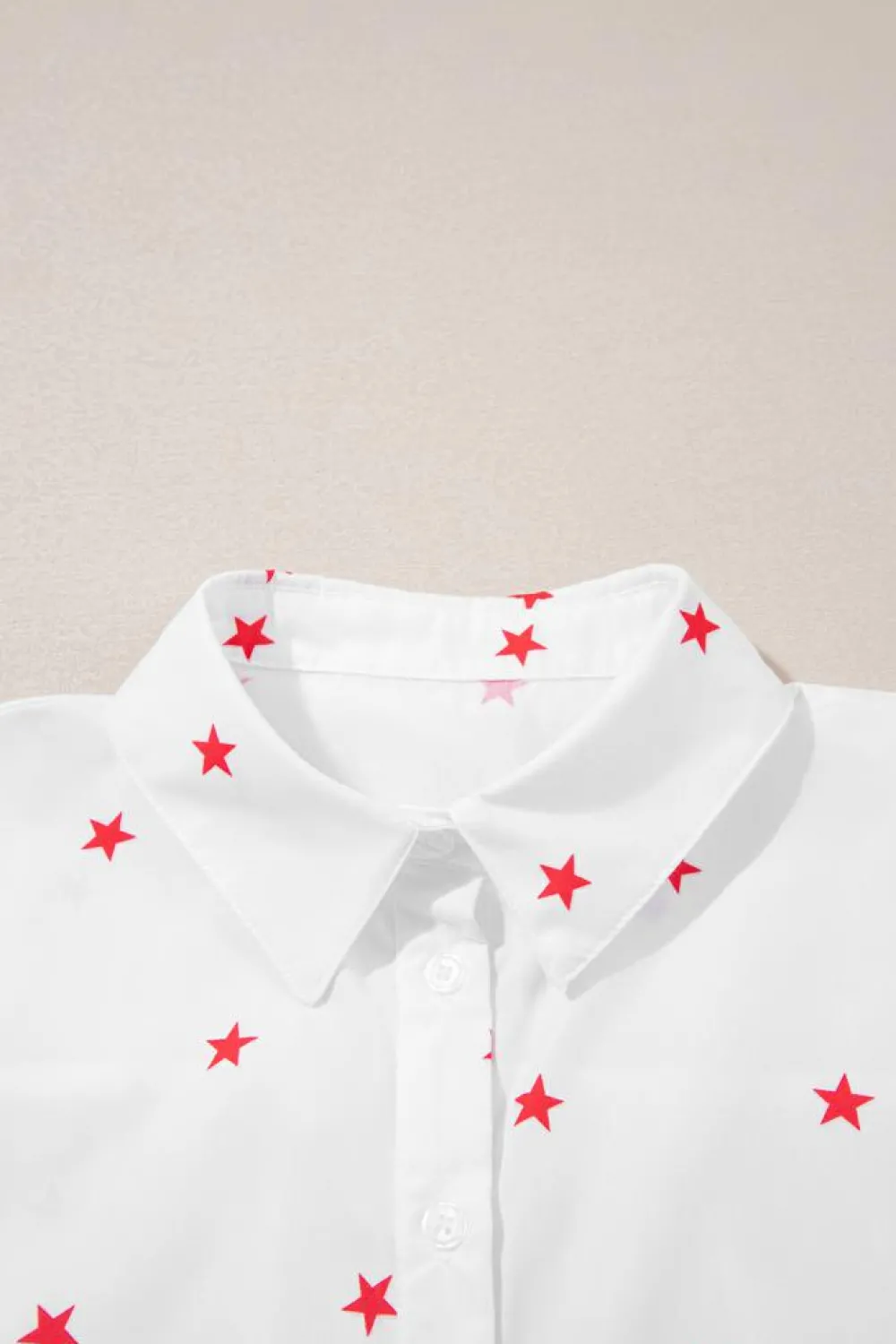 Online Dear-Lover Little Stars Printed Loose Half Sleeve Loose Shirt White