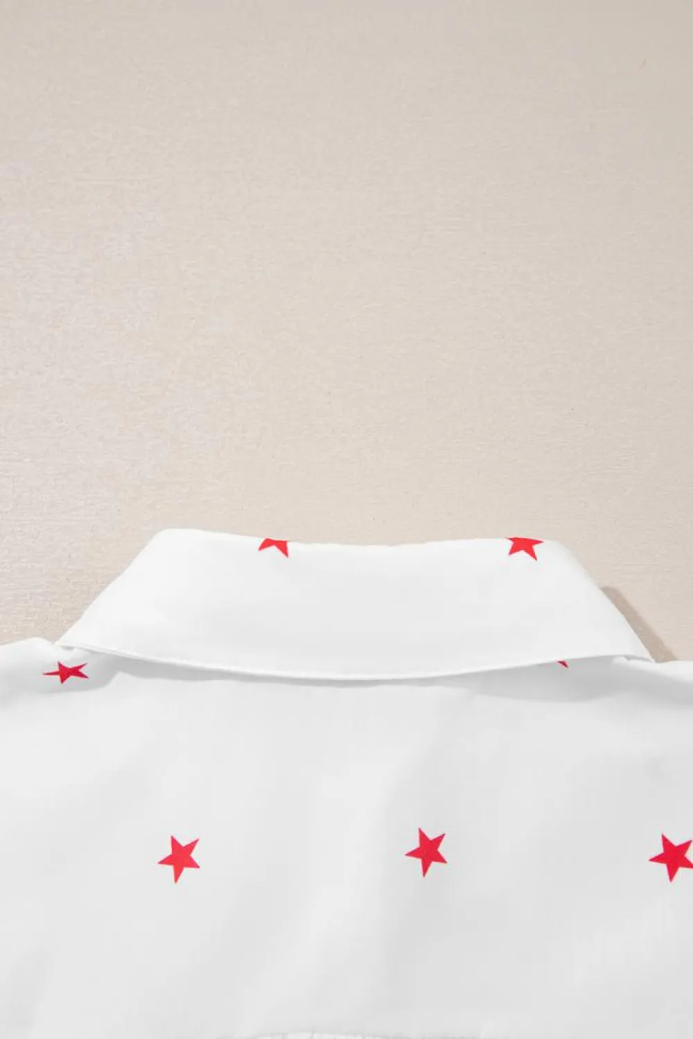 Online Dear-Lover Little Stars Printed Loose Half Sleeve Loose Shirt White