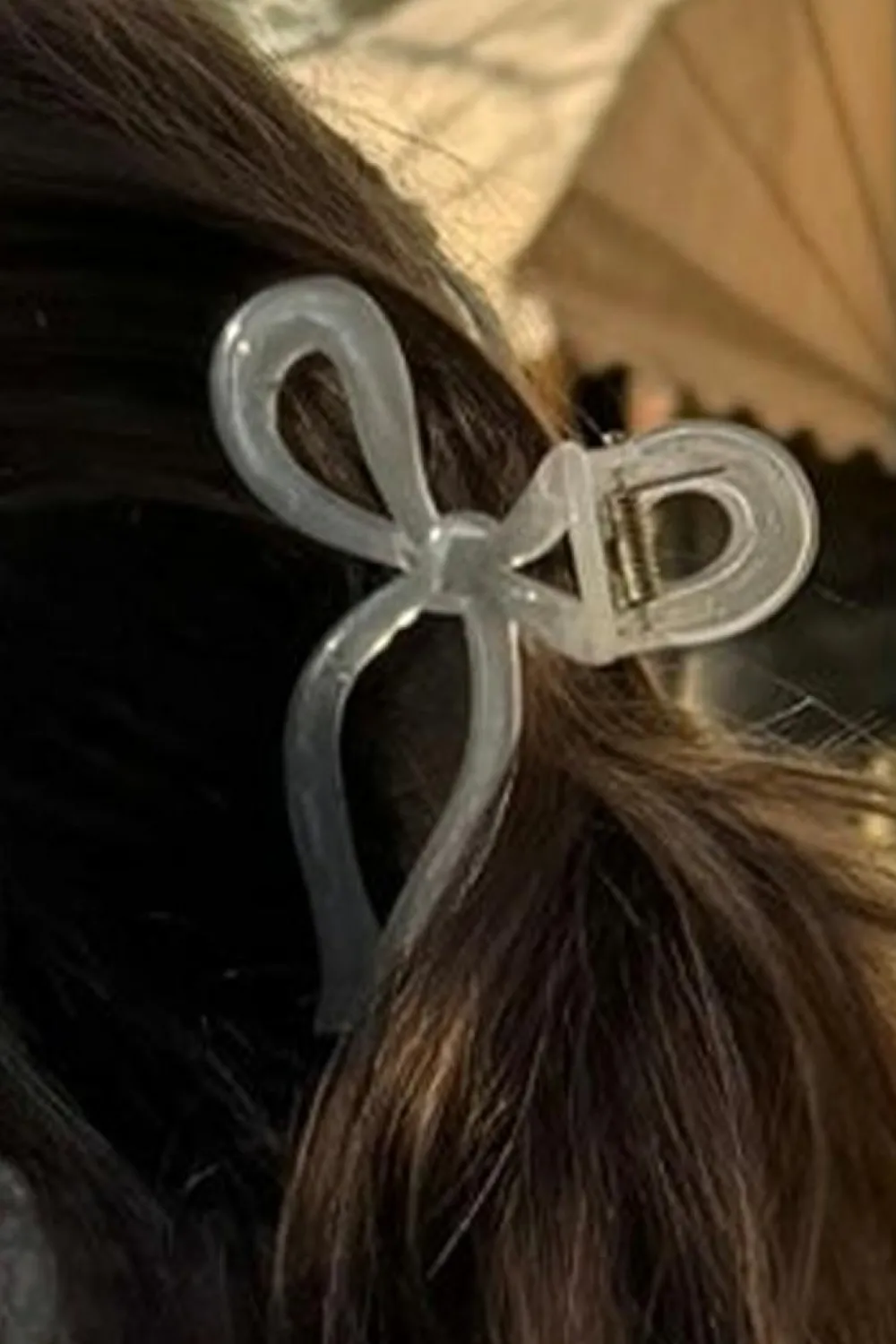 Online Dear-Lover Long Tail Bow Knot Shape Claw Clip White