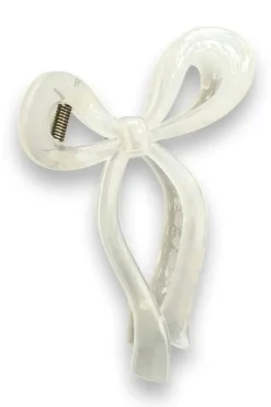 Online Dear-Lover Long Tail Bow Knot Shape Claw Clip White