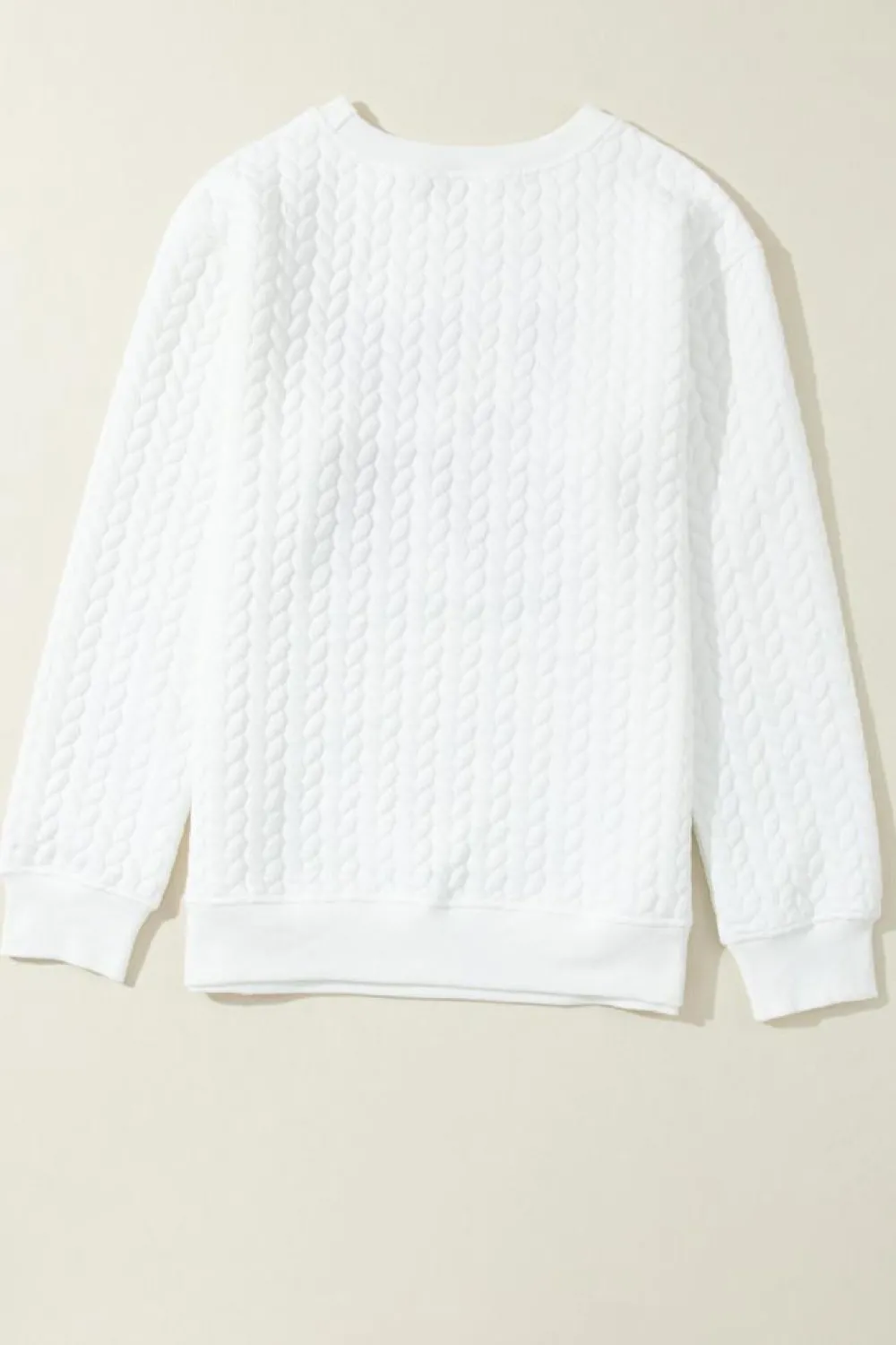 Clearance Dear-Lover LOVE Chenille Embroidered Cable Knit Pullover Sweatshirt White