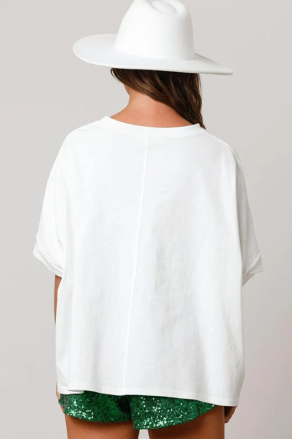 New Dear-Lover Lucky Tinsel Graphic St Patrick Fashion Tee White