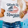 Clearance Dear-Lover Made in America Lip Printed O Neck T Shirt White
