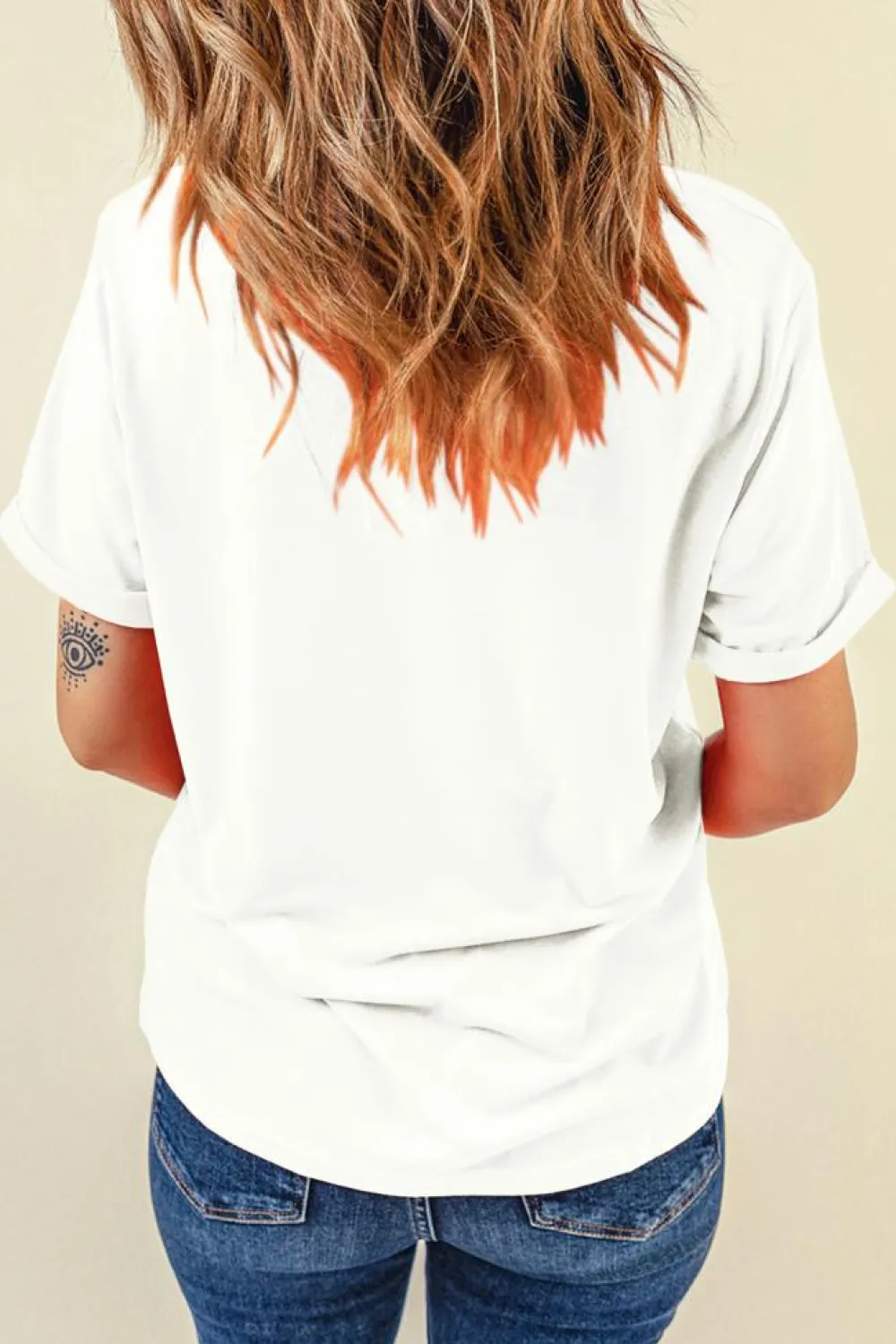 Clearance Dear-Lover Made in America Lip Printed O Neck T Shirt White
