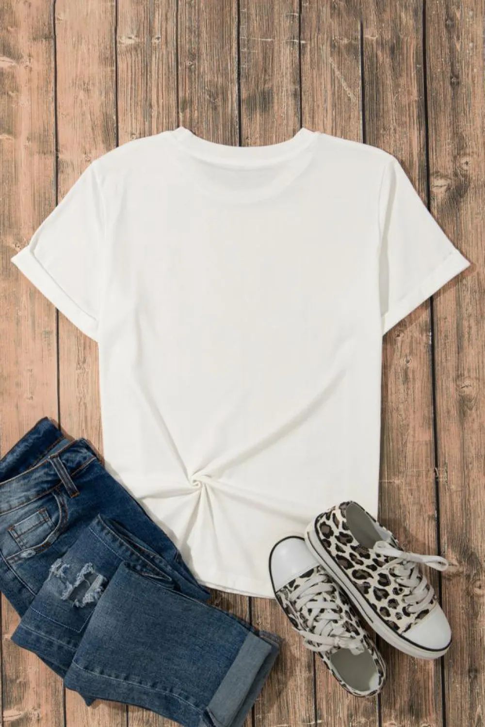 Clearance Dear-Lover Made in America Lip Printed O Neck T Shirt White