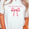 Fashion Dear-Lover MAMA Bowknot Graphic Crewneck Tee White