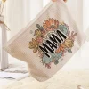 New Dear-Lover MAMA Flower Print Corduroy Large Cosmetic Bag White
