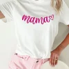 Online Dear-Lover mama Heart Embroidered Mothers Day T Shirt White