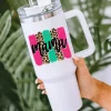 Sale Dear-Lover mama Leopard Colorblock Handle Portable Cup 40oz White