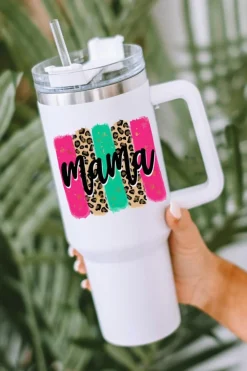 Sale Dear-Lover mama Leopard Colorblock Handle Portable Cup 40oz White