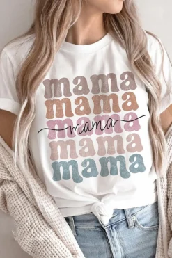 New Dear-Lover mama Lettering Printed Crew Neck Tee White