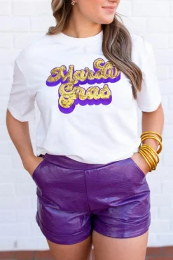 Best Dear-Lover Mardi Gras Sequin Graphic T-shirt White