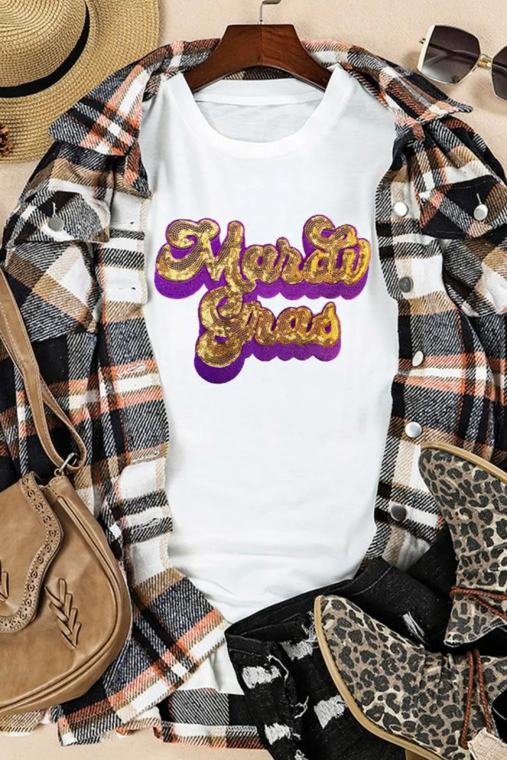 Best Dear-Lover Mardi Gras Sequin Graphic T-shirt White