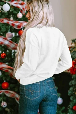 New Dear-Lover Merry & Bright Round Neck Casual Sweater White