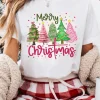 Online Dear-Lover Merry Christmas Holiday Vibe Graphic Crewneck T Shirt White