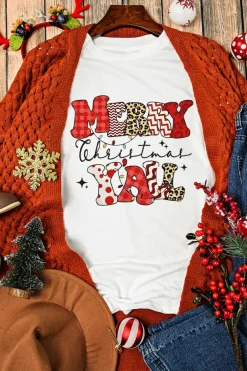 New Dear-Lover MERRY Christmas YAll Graphic Crewneck T Shirt White