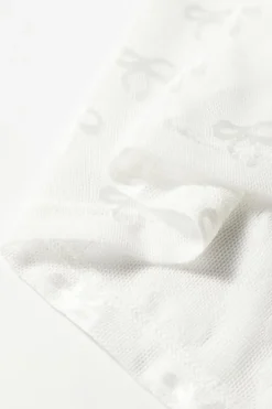 Outlet Dear-Lover Mesh Bow Pattern Long Sleeve Top White