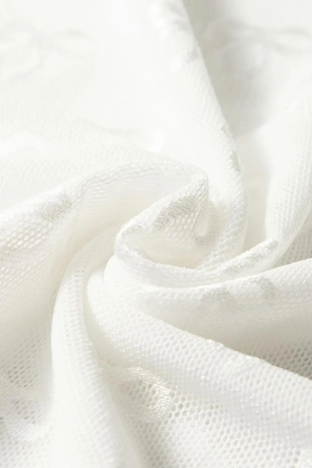 Outlet Dear-Lover Mesh Bow Pattern Long Sleeve Top White