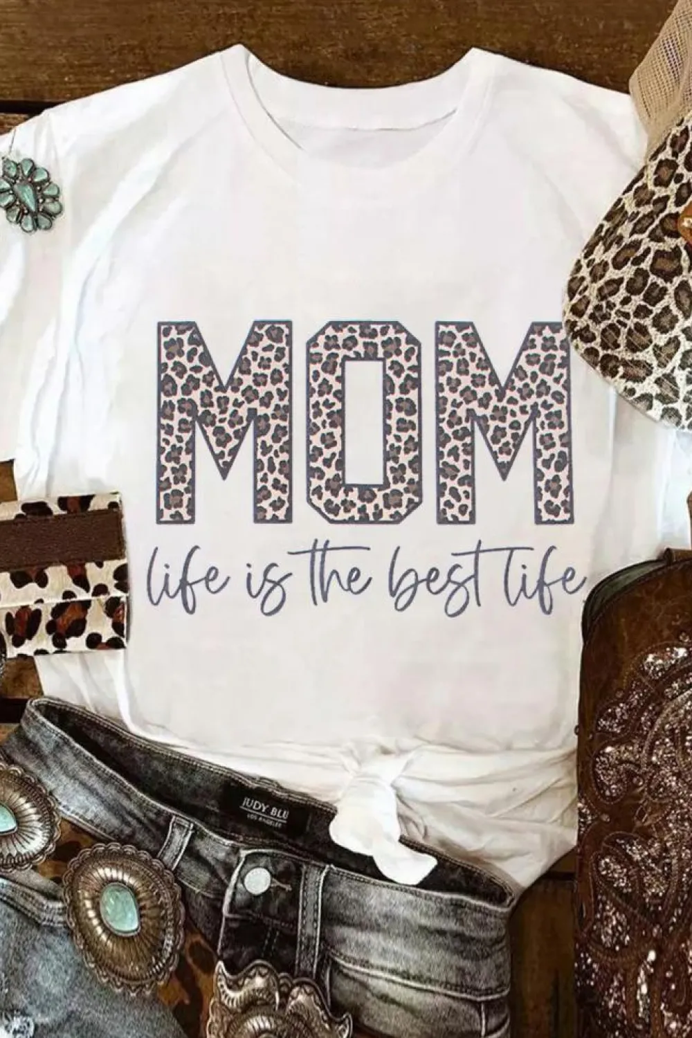 Fashion Dear-Lover MOM life is the best life Graphic T Shirt White