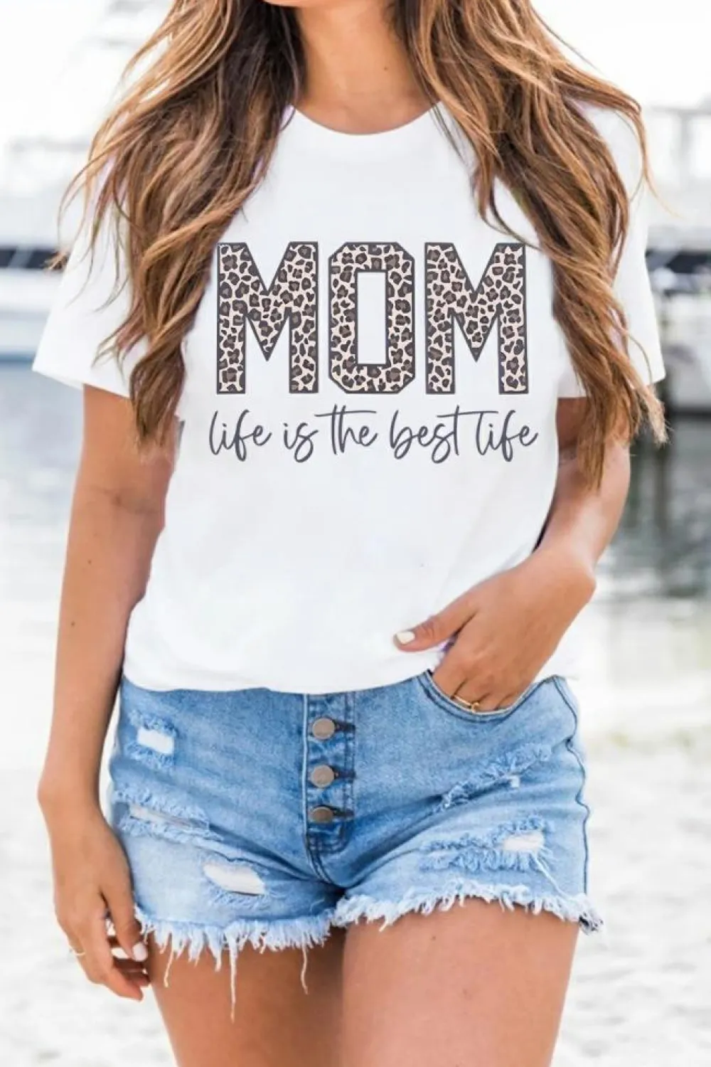 Fashion Dear-Lover MOM life is the best life Graphic T Shirt White