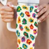 Clearance Dear-Lover Multi Color Leopard Print Handle Stainless Tumbler 40oz White