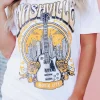 Sale Dear-Lover Music City NASHVILLE Guitar Graphic T Shirt White