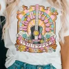 Clearance Dear-Lover NASHIVILLE Guitar Graphic Country Music T Shirt White