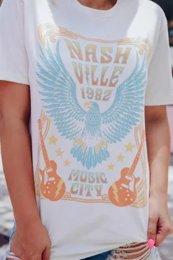 Discount Dear-Lover NASHVILLE 1982 MUSIC CITY Casual T Shirt White