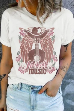 Best Dear-Lover Nashville Music Cowboy Hat Guitar Graphic Tee White
