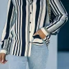 Best Dear-Lover Navy Striped Modern Women Shirt White