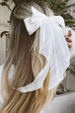 Online Dear-Lover Oversized Ribbon Bowknot Satin Hair Clip White