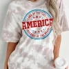 Hot Dear-Lover Oversized Tie-dye AMERICA Graphic T-shirt with Distressing White