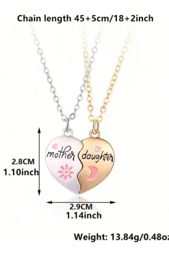Best Dear-Lover 2pcs Mother & Daughter Magnetic Heart Necklace White
