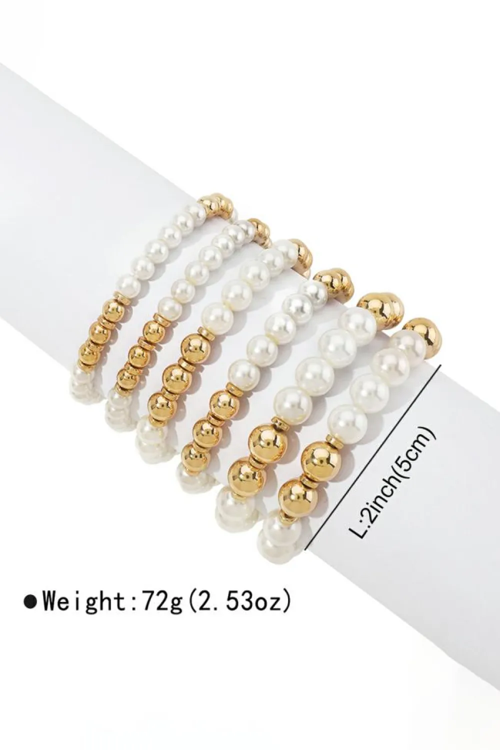 Best Dear-Lover 5pcs Pearl Plated Beaded Bracelet Set White