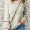 Discount Dear-Lover Pilling Detail Patterned Sleeve Sweater White