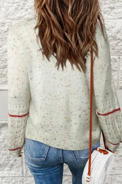 Discount Dear-Lover Pilling Detail Patterned Sleeve Sweater White