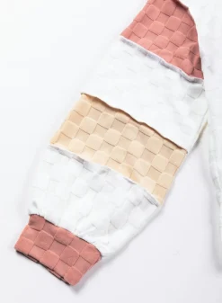 Best Dear-Lover Plaid Patchwork Exposed Seam V Neck Loose Top White