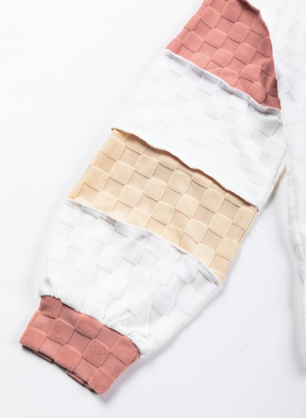 Best Dear-Lover Plaid Patchwork Exposed Seam V Neck Loose Top White