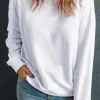Hot Dear-Lover Plain Crew Neck Pullover Sweatshirt White