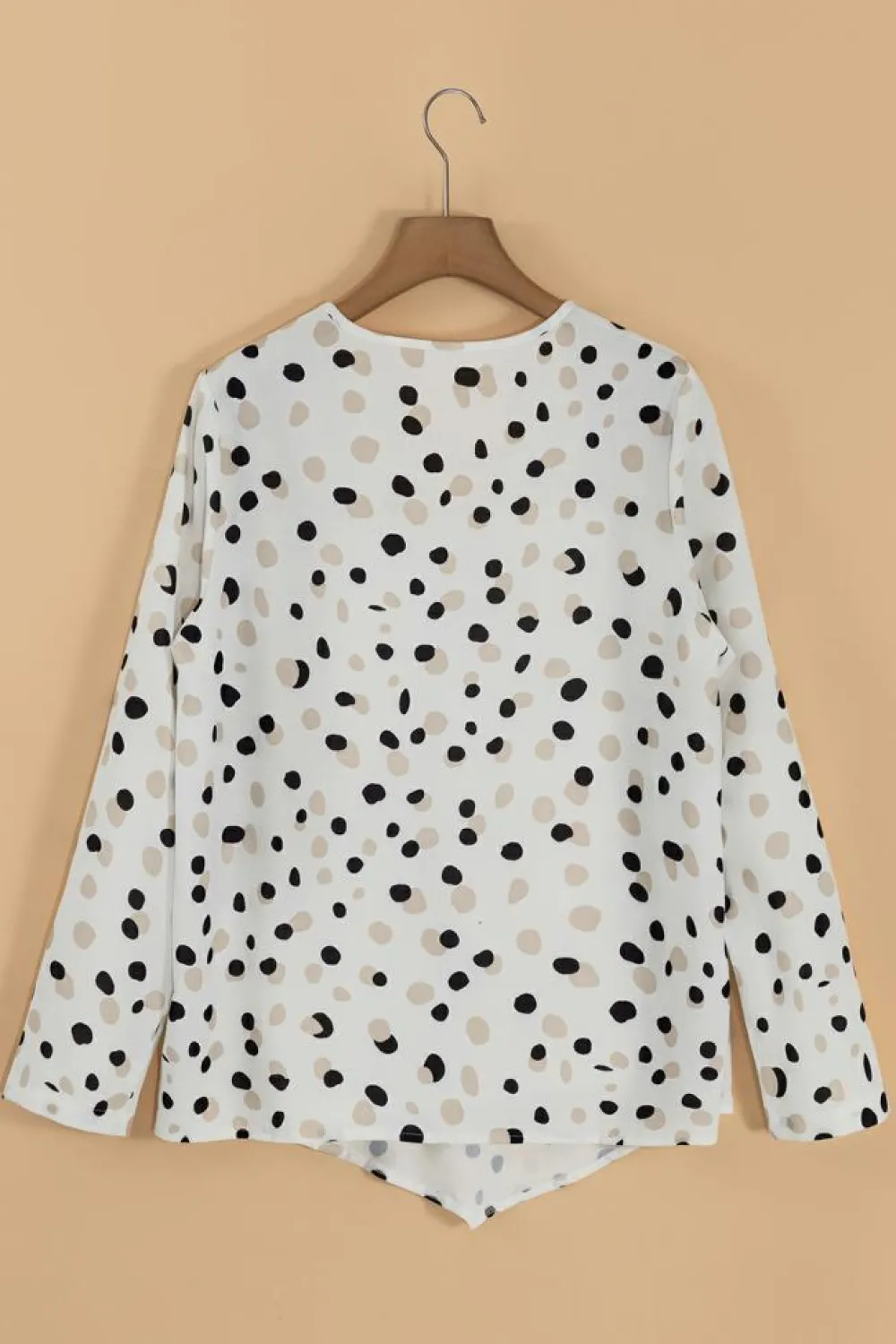 Hot Dear-Lover Polka Dot Print Button Front V Neck Blouse White