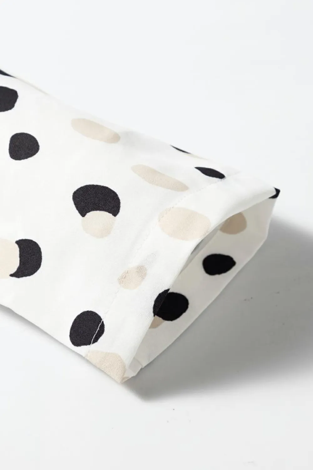 Hot Dear-Lover Polka Dot Print Button Front V Neck Blouse White